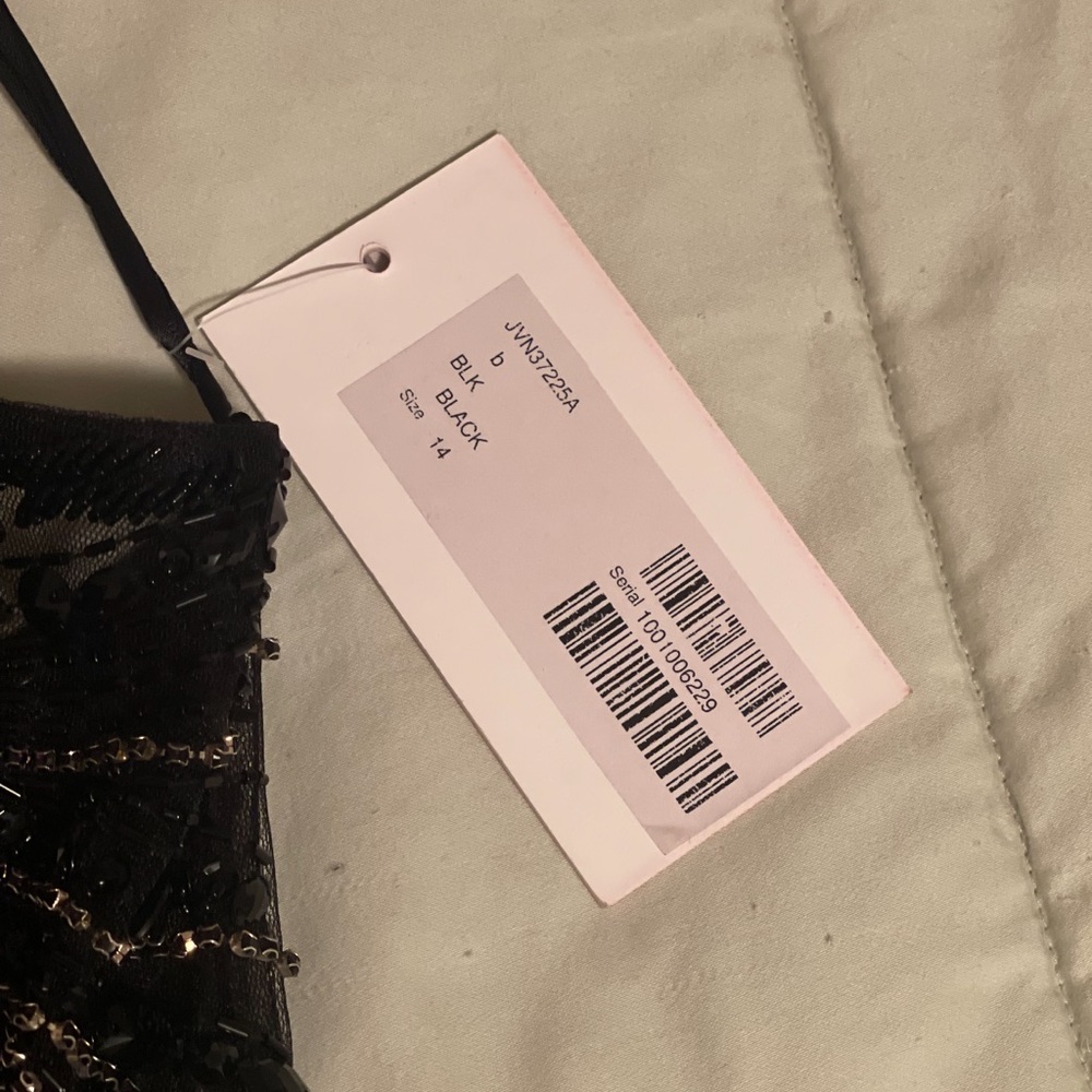 Jovani Black Maxi Dress with Silver Accents (fits like a SZ 10) new with tags - Picture 3 of 3
